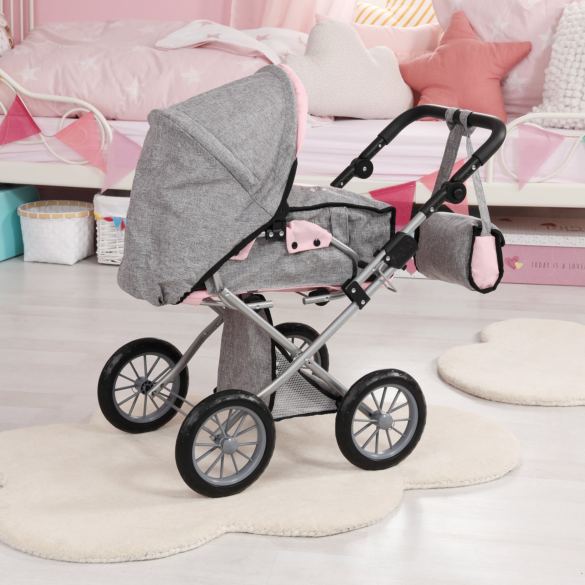 Bayer Design City Star Doll Pram, Convertible Stroller for Dolls Up to 18 Inches - Image 5