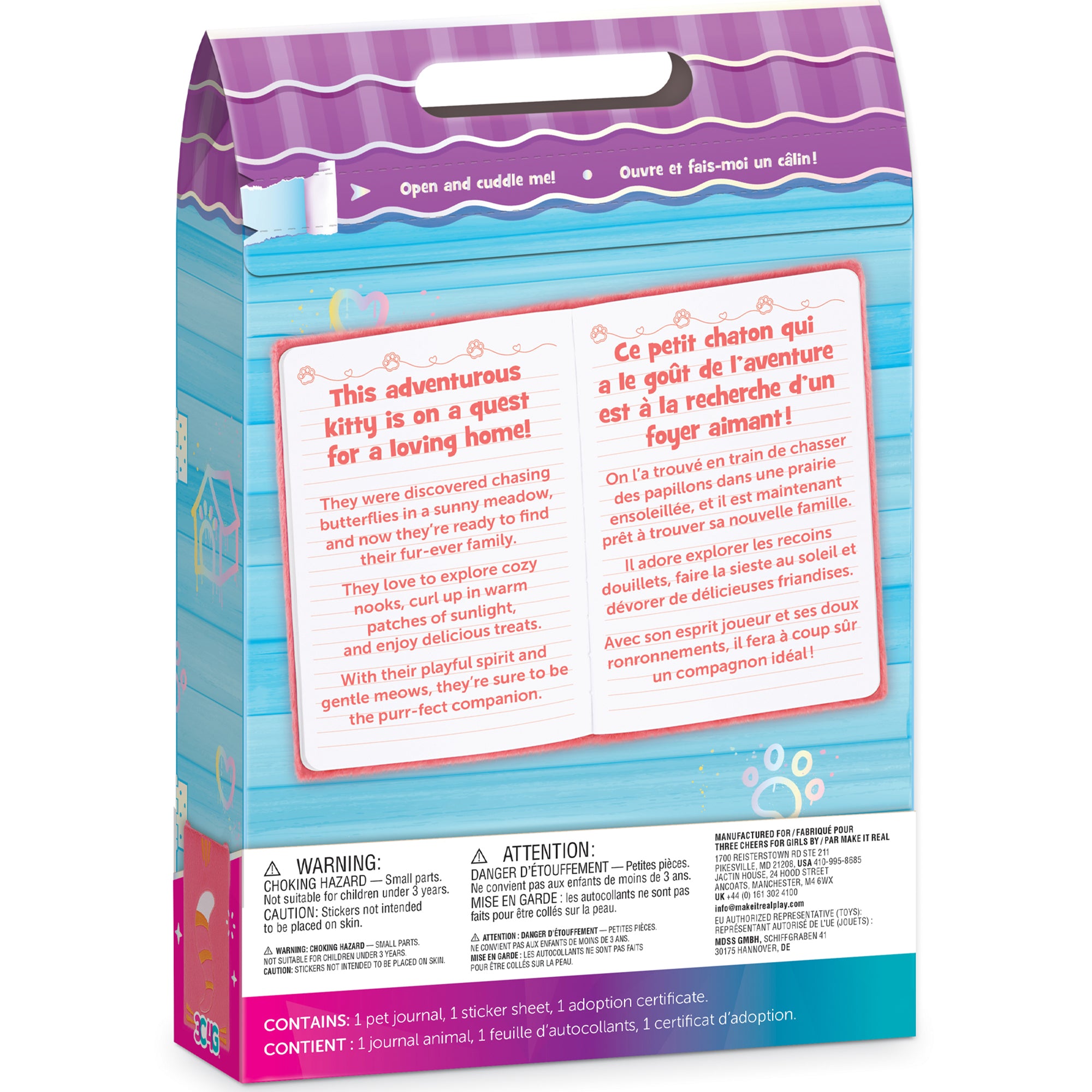3C4G Happy Tails Plush Cat Adoption Journal - Pink Diary for Girls 6+ - Image 5