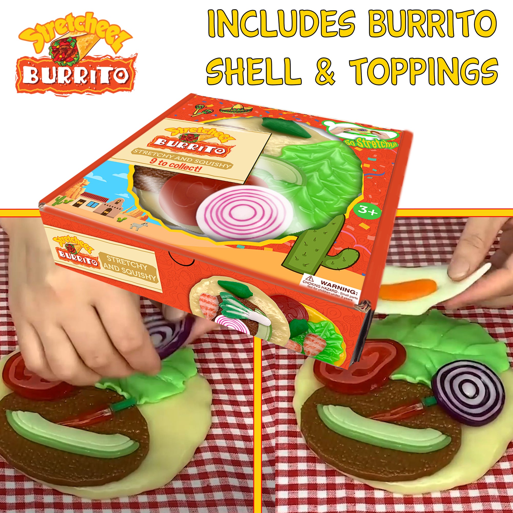 Stretcheez Burrito - Surprise Toppings Stretchy Toy Food Set, Roleplay Age 3+ - Image 3