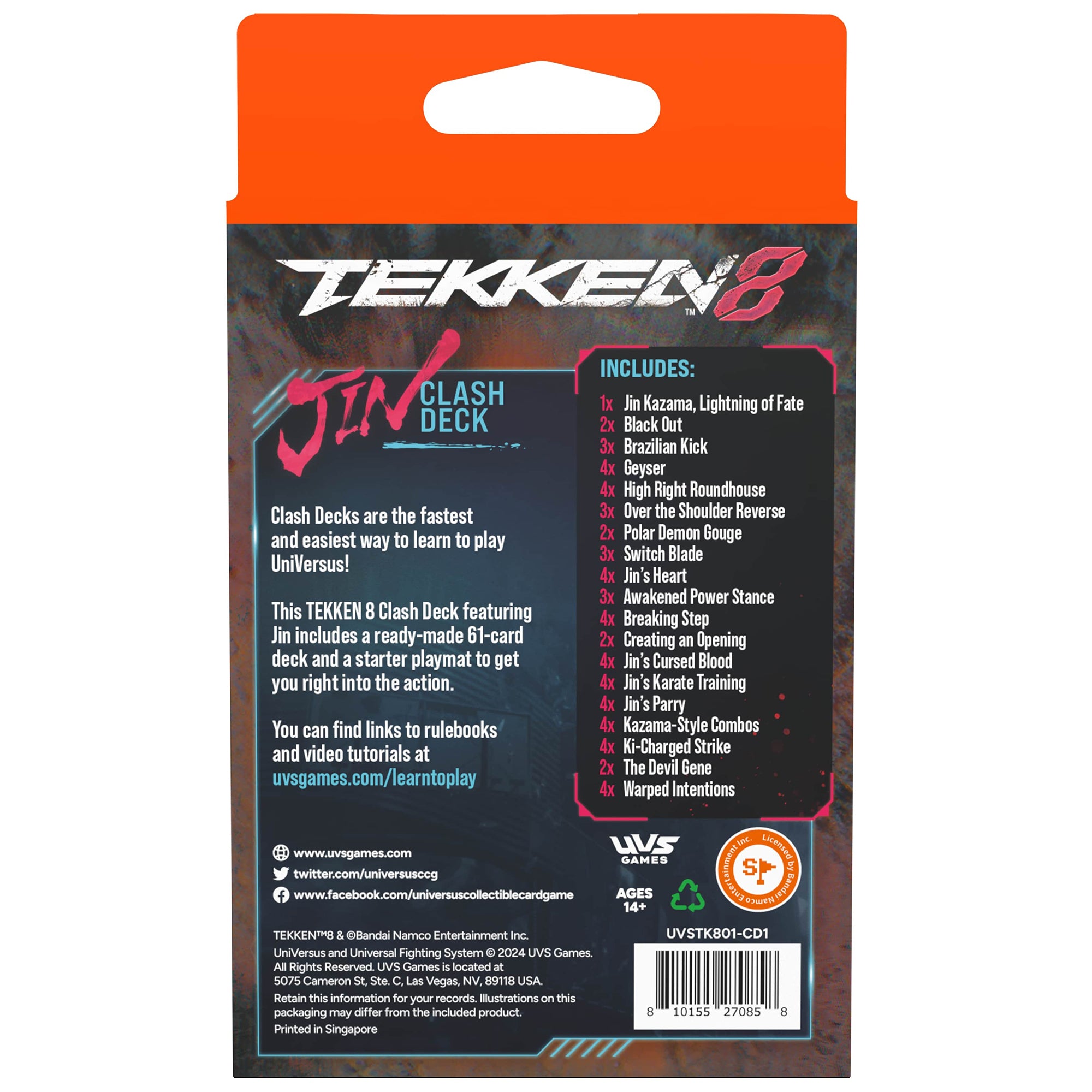 Alternative view of Tekken 8 UniVersus Jin Kazama Clash Deck Card Game