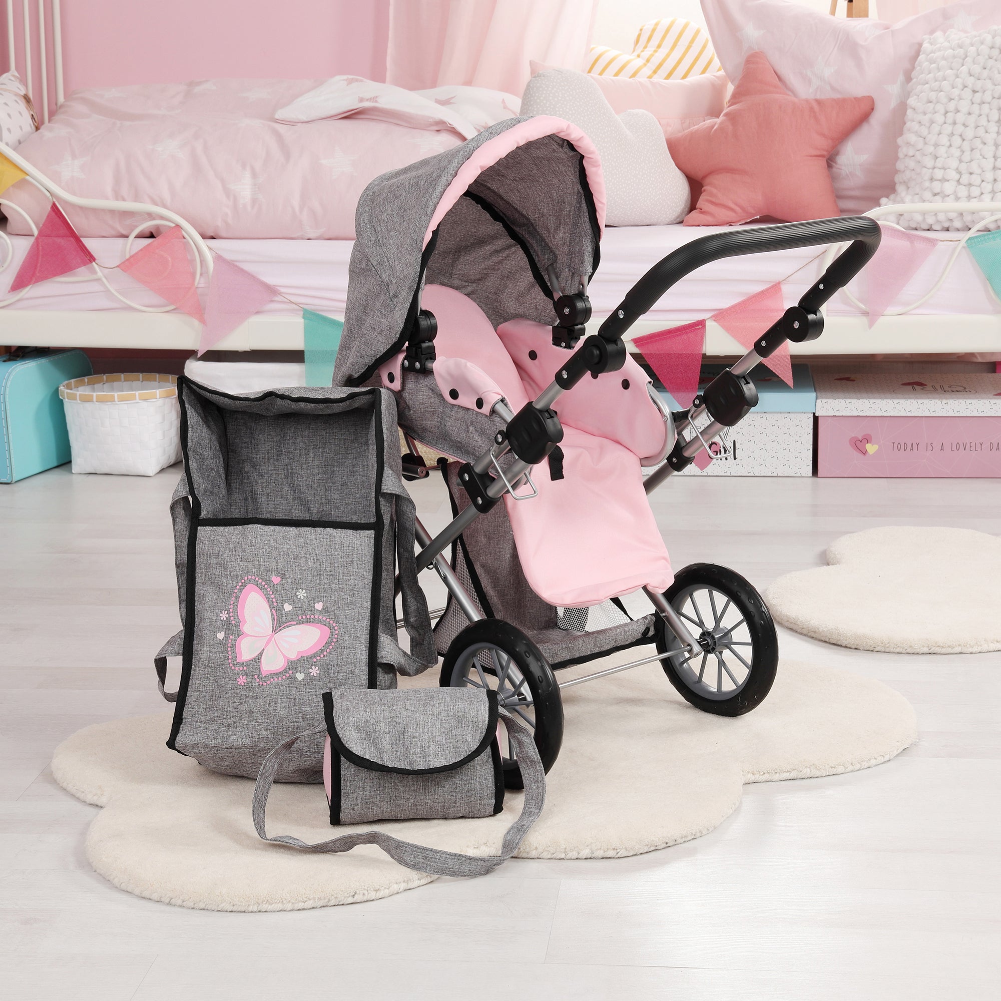 Bayer Design City Star Doll Pram, Convertible Stroller for Dolls Up to 18 Inches - Image 4