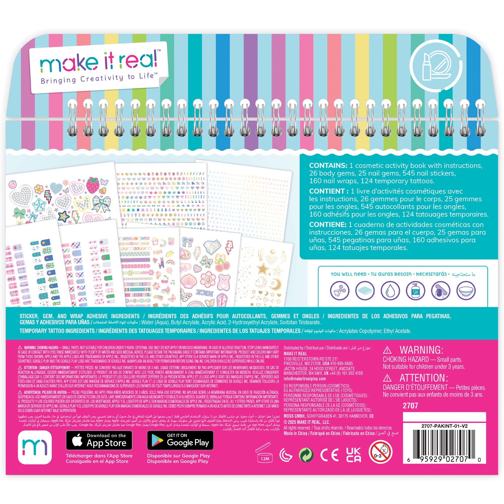 Make It Real Bejeweled Cosmetic Activity Kit - Nail Art & Body Gems for Kids, 8+ - Image 3
