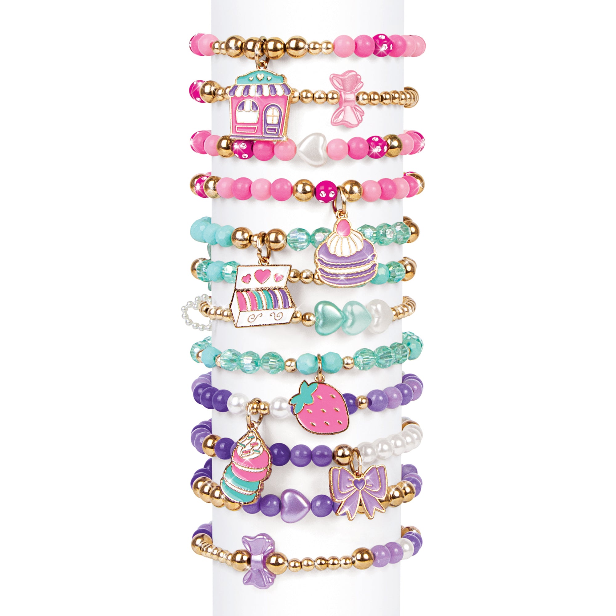 MIR Dessert-Inspired Macaron Bracelet Maker Kit - Pink, Purple, Teal - Image 3