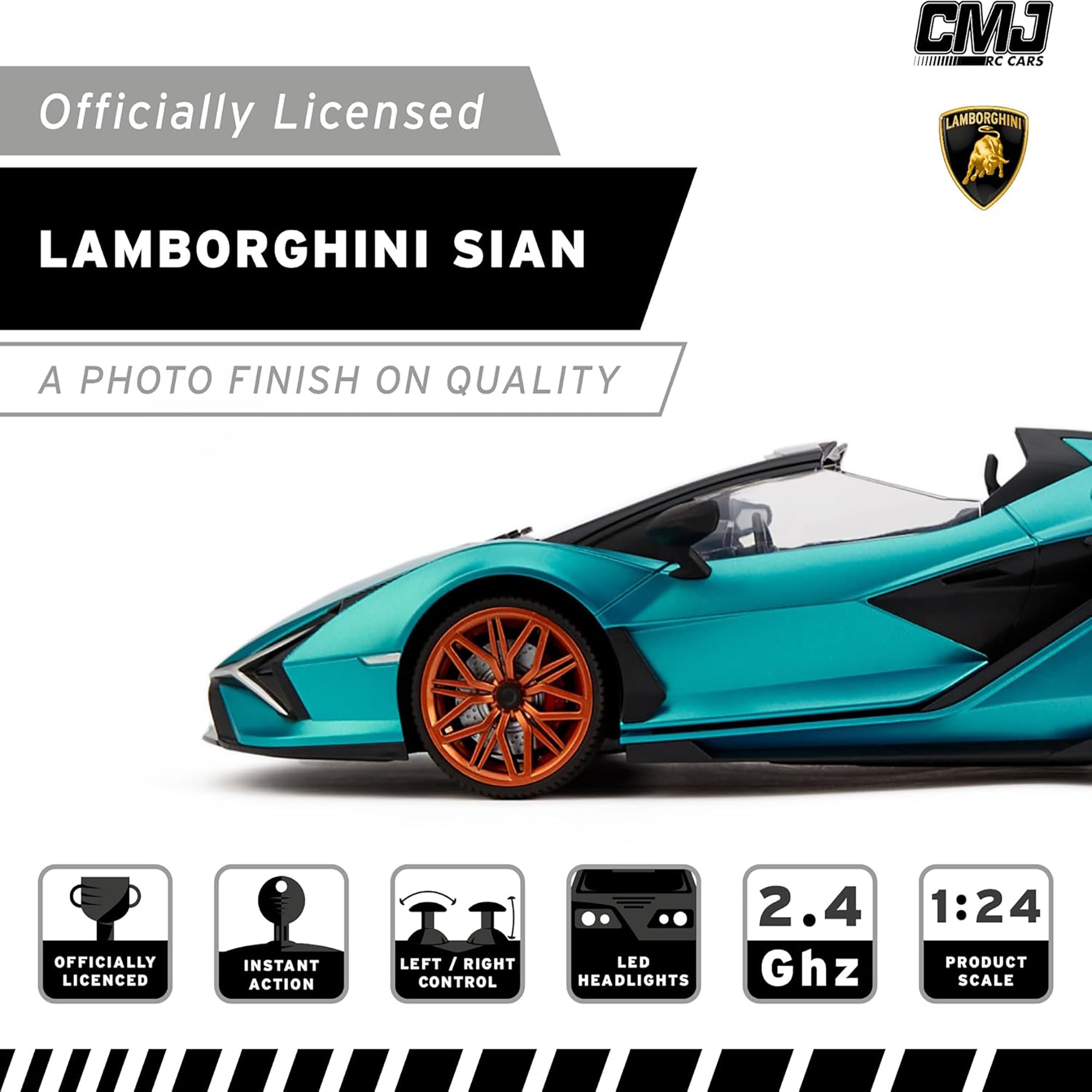 CMJ RC Lamborghini Twin Pack - Sián & Aventador Police - 1:24 Scale Remote Control Cars - Image 4