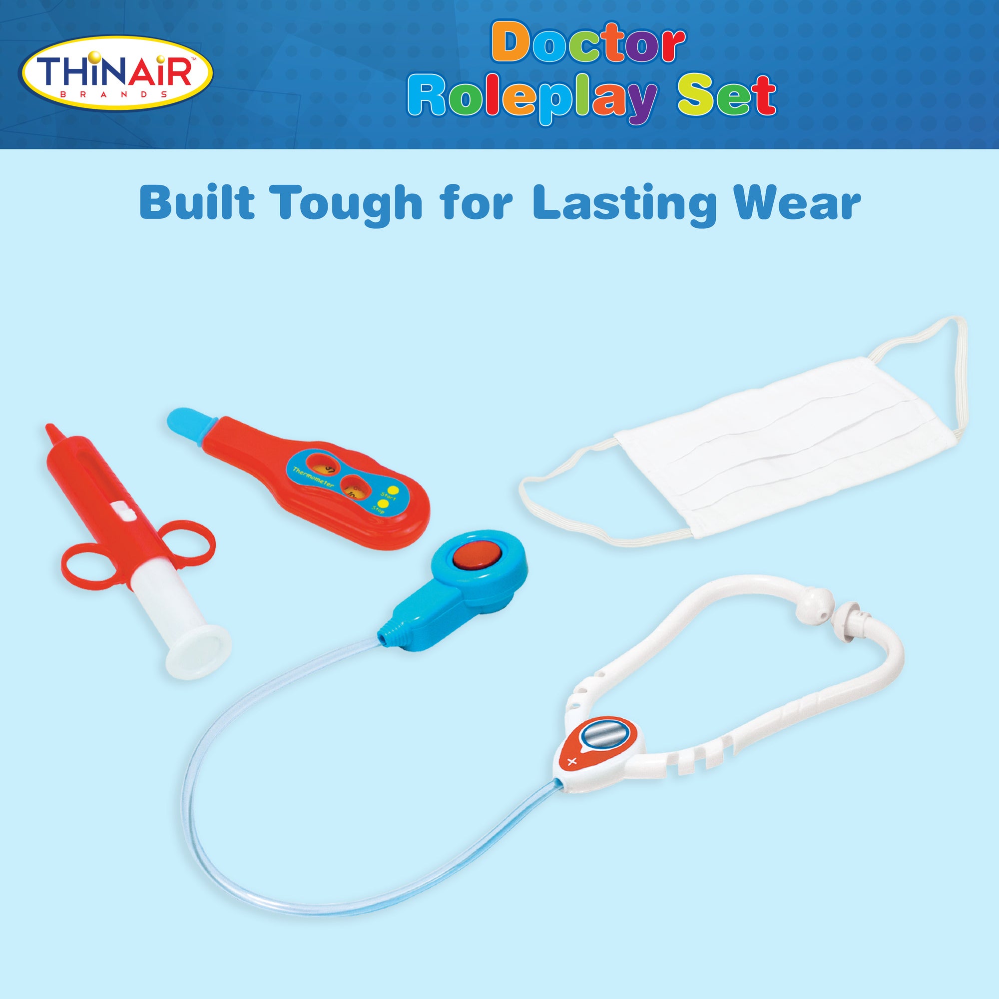 Playful Minds 6pc Doctor Dress Up Set - White & Red - Image 5