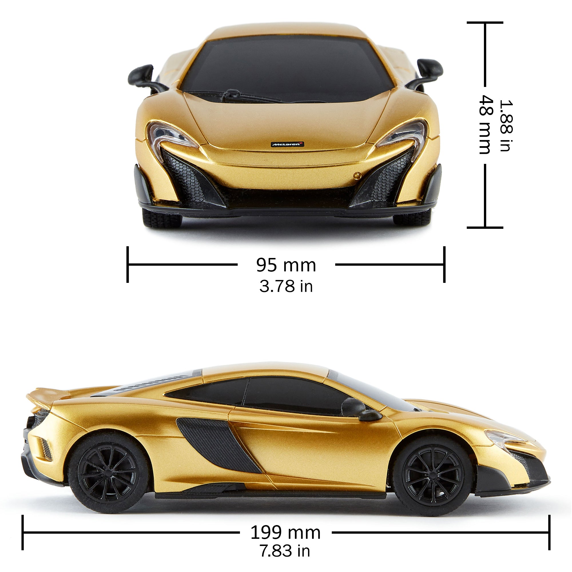 Alternative view of CMJ RC Cars: McLaren 675LT - Gold - 1:24 Scale, 2.4GHz, Remote Control Sports Car with LED Headlights