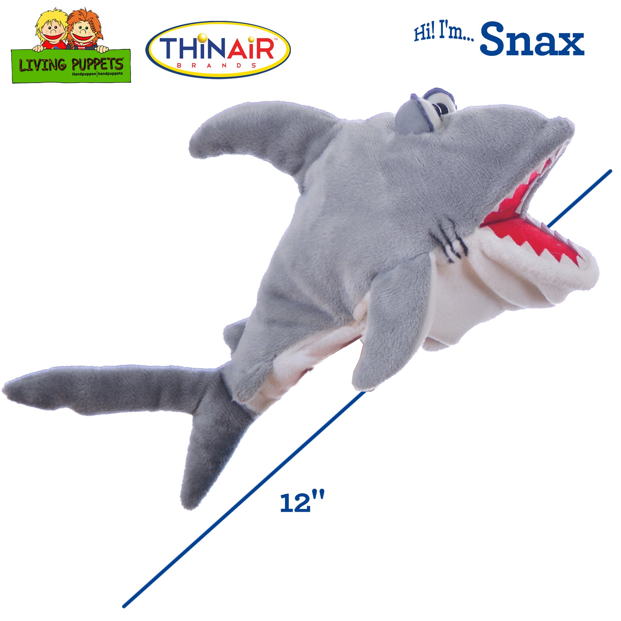 Alternative view of Living Puppets: Snax The Friendly Shark Hand Puppet – 12" Plush