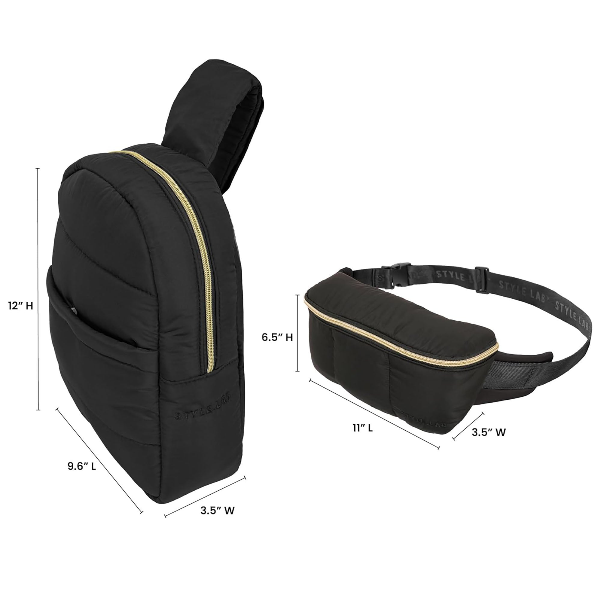 Style.Lab Bekah Puffer Feather-Light Dual Bag Set - Black - Image 3