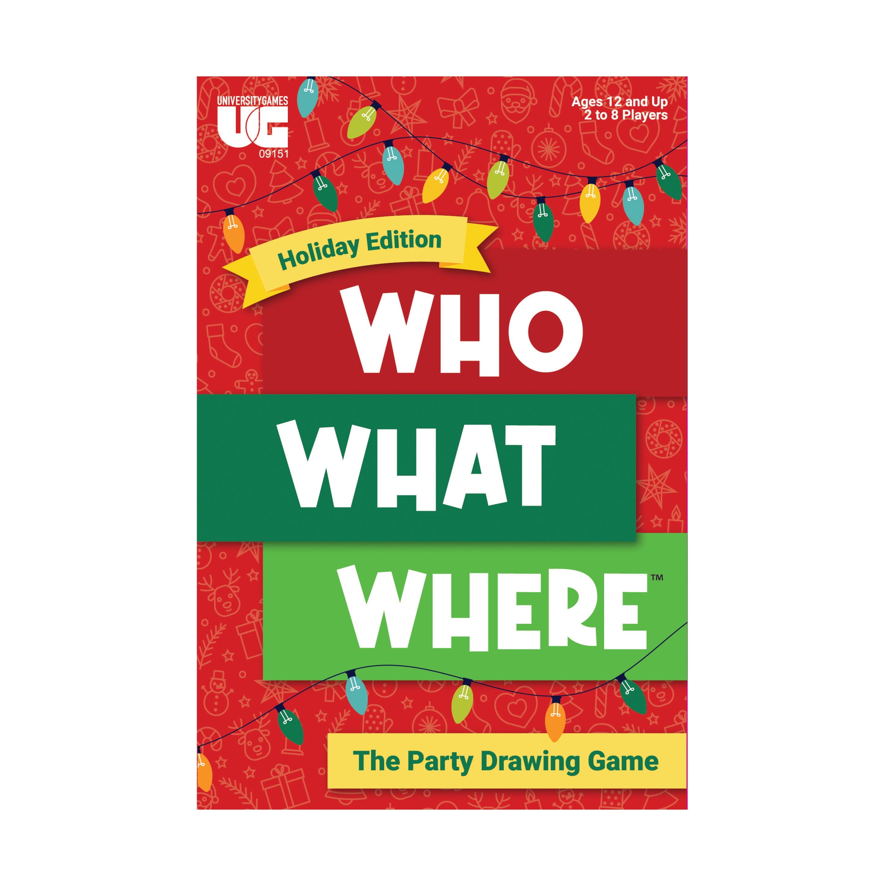 Alternative view of Who What Where Holiday Edition Party Drawing Game