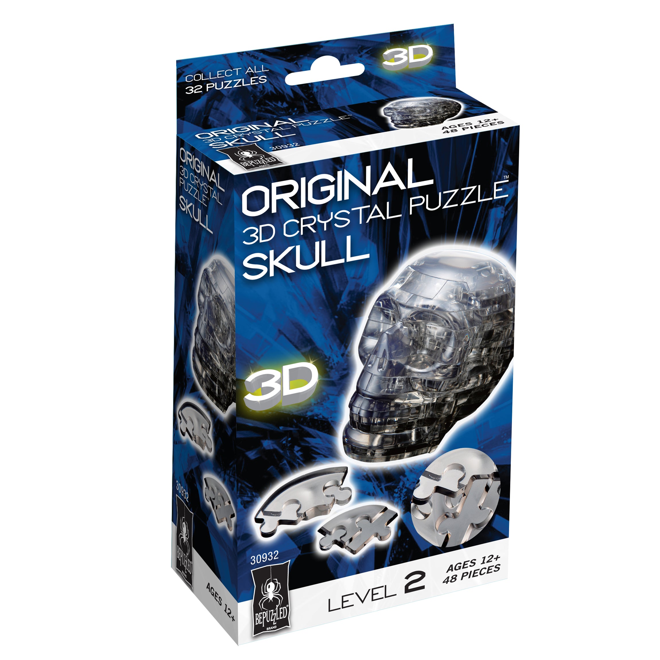 BePuzzled Black Skull 3D Crystal Puzzle - Enigmatic 48-Piece Challenge - Image 2