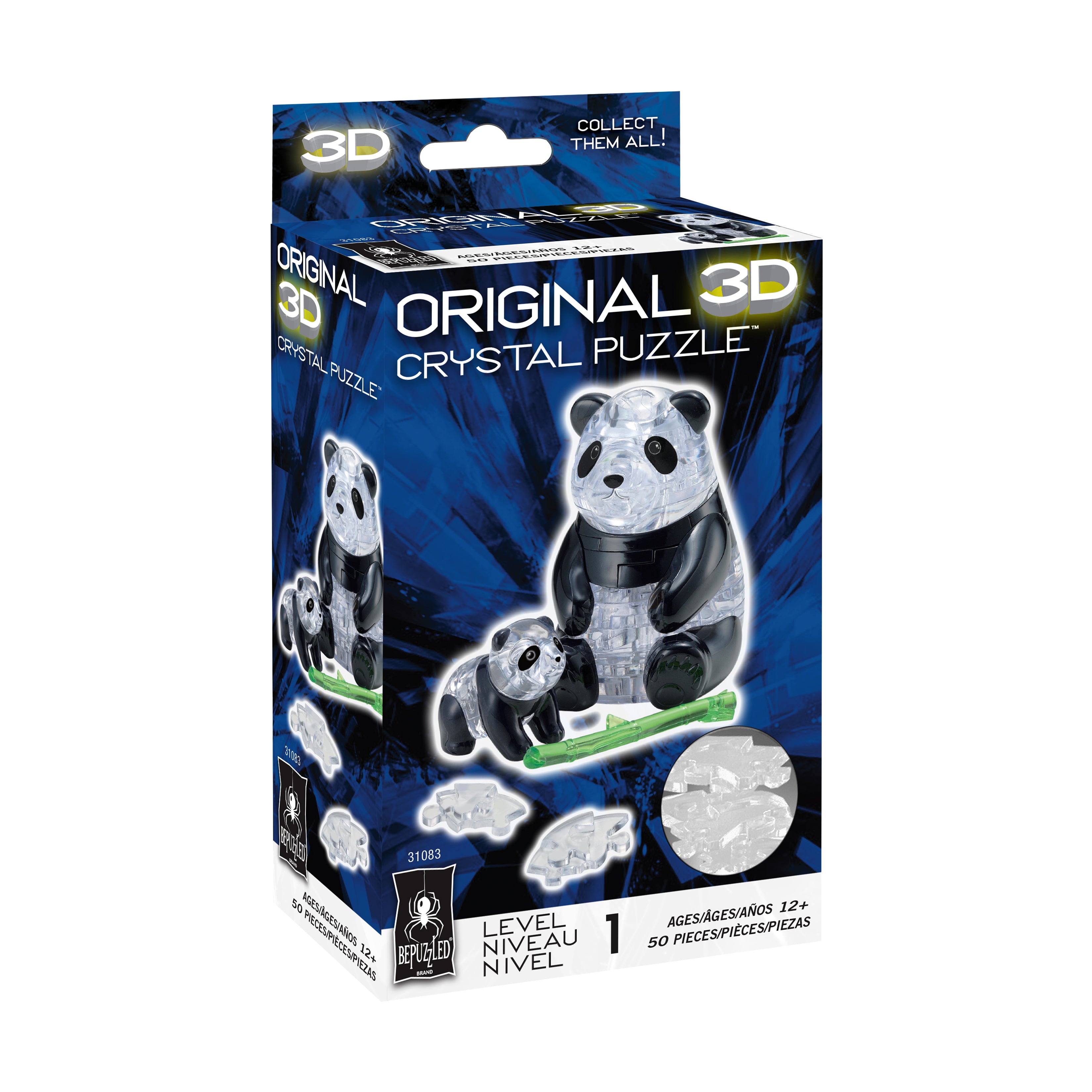 Charming Panda and Baby 3D Crystal Puzzle - 50 Pieces - Image 2