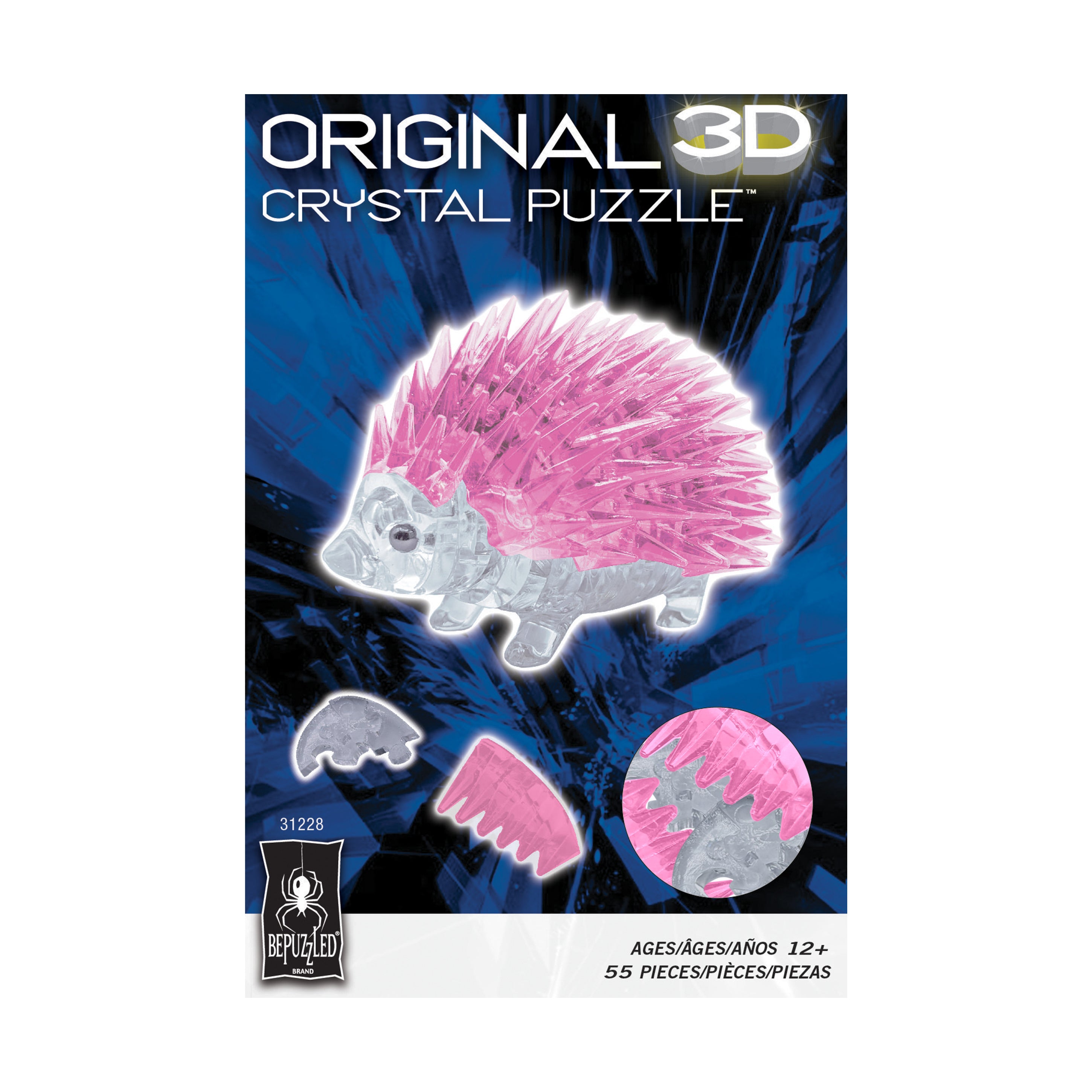 Pink Hedgehog 3D Crystal Puzzle - 55 Pieces - Image 3