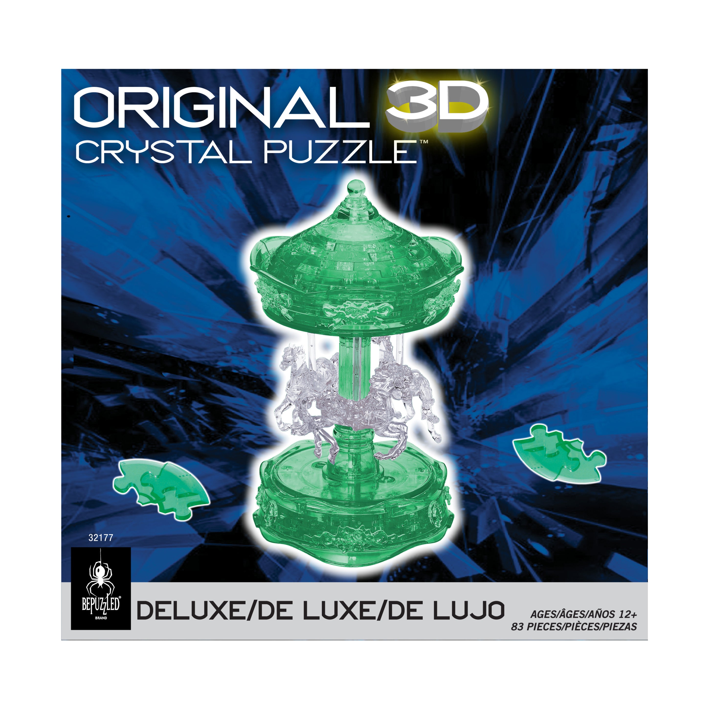 BePuzzled 3D Crystal Carousel Puzzle - Enchanting Green/White, 83 Pieces - Image 4