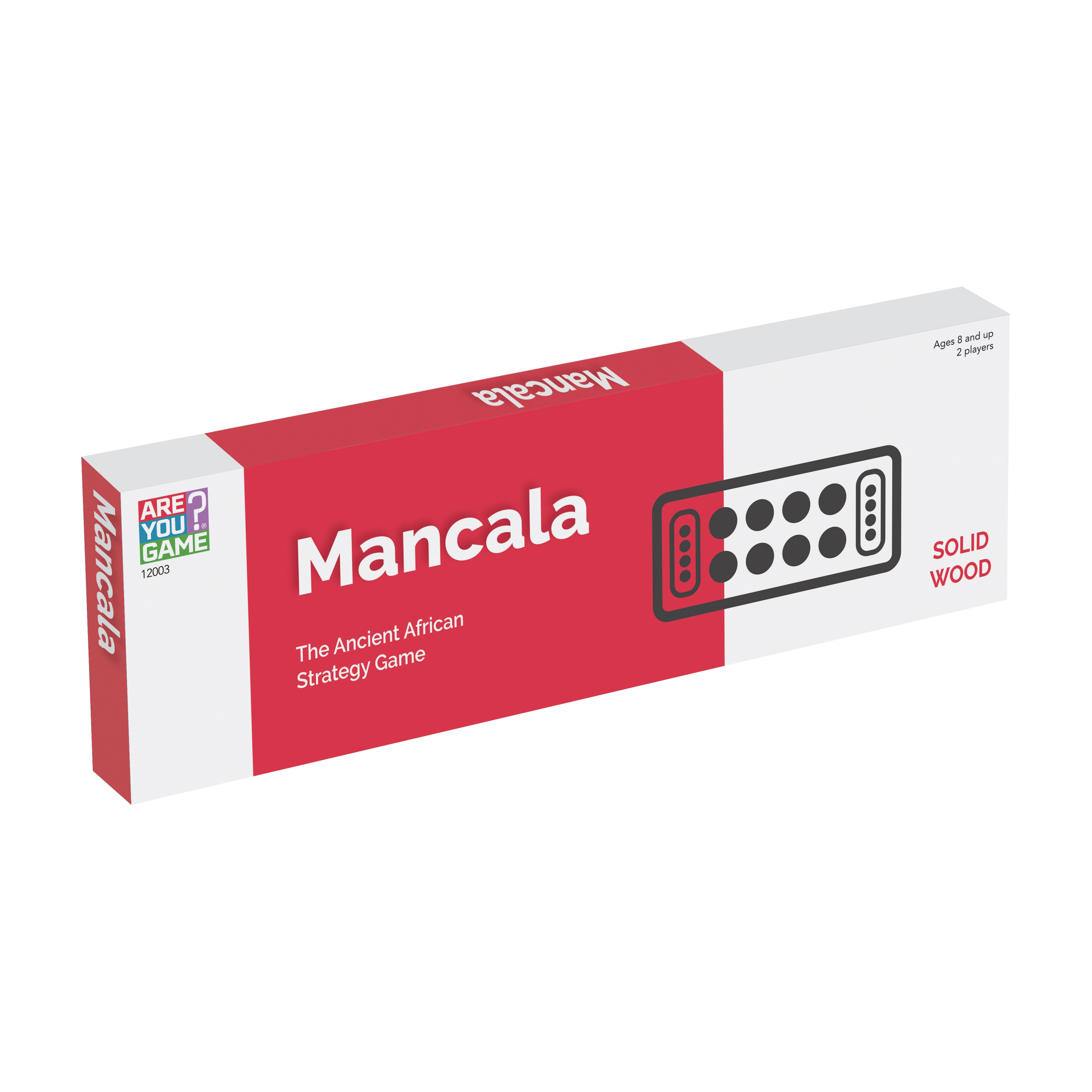 Alternative view of Ancient Strategy Mancala Game with Solid Wood Board