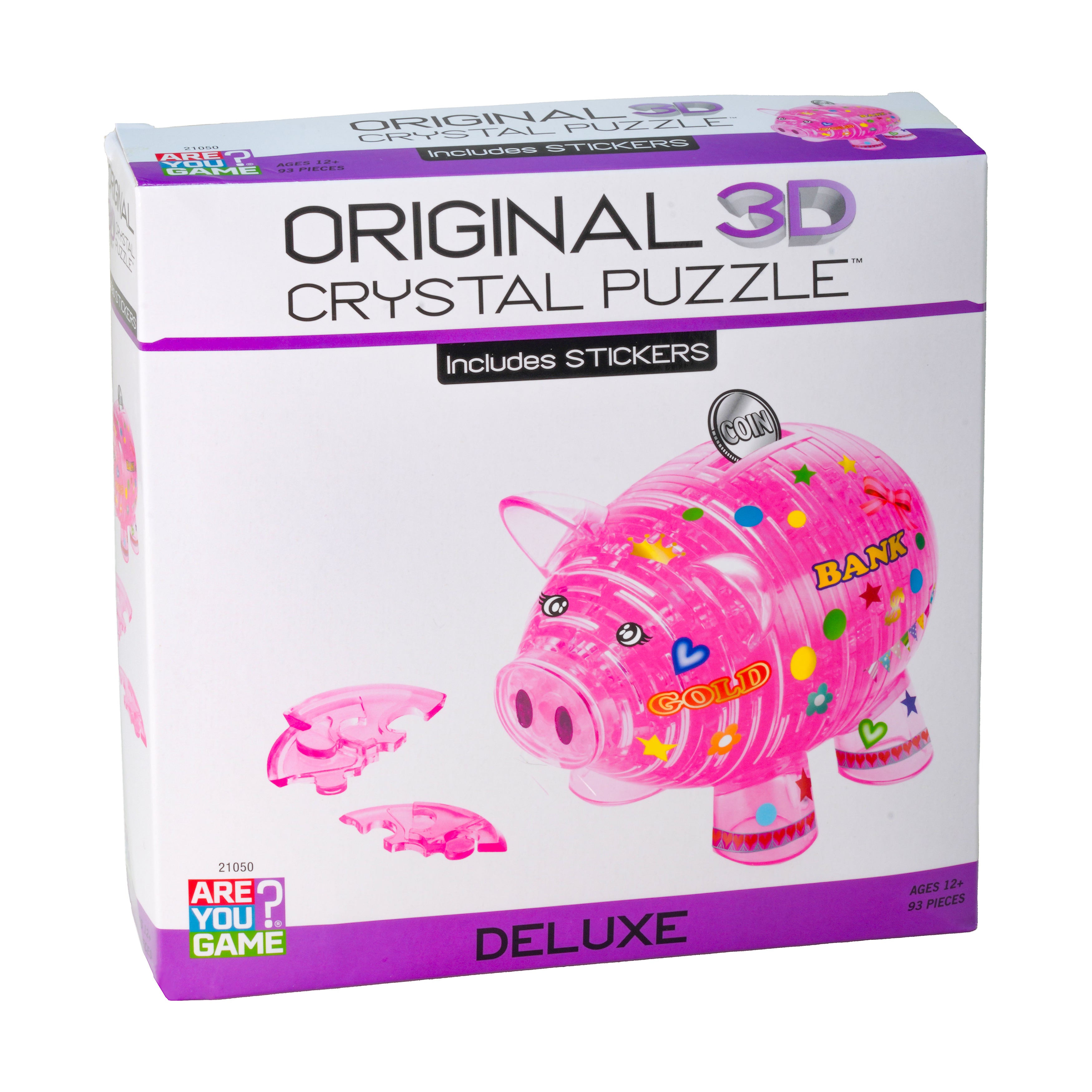 Deluxe Crystal Piggy Bank Kit - Hot Pink, 93 Piece 3D Puzzle - Image 2