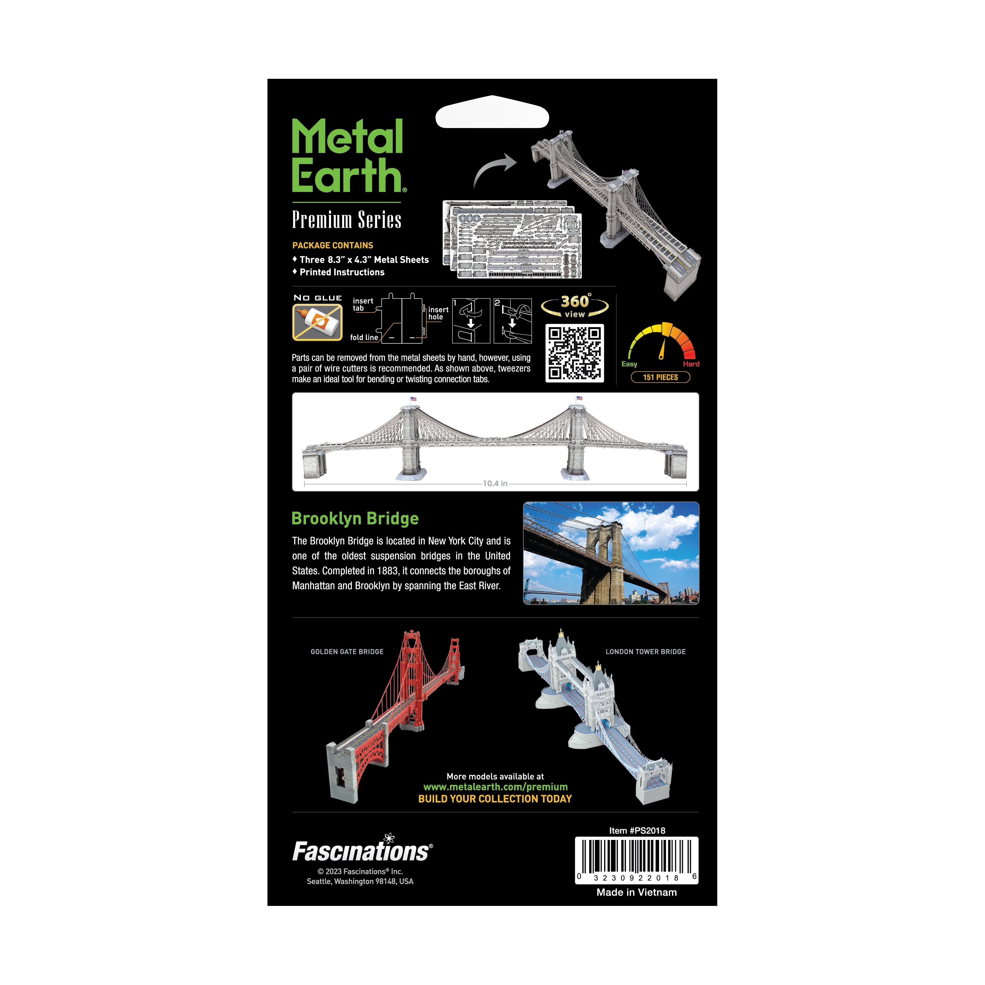 Metal Earth 3D Premium Brooklyn Bridge Model Kit - Image 2