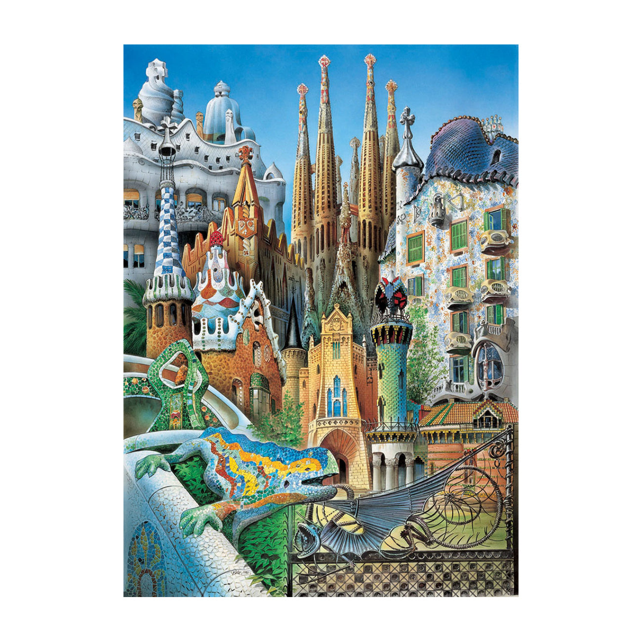 Educa Gaudi-Inspired Collage Mini Jigsaw Puzzle - 1000 pc - Image 2