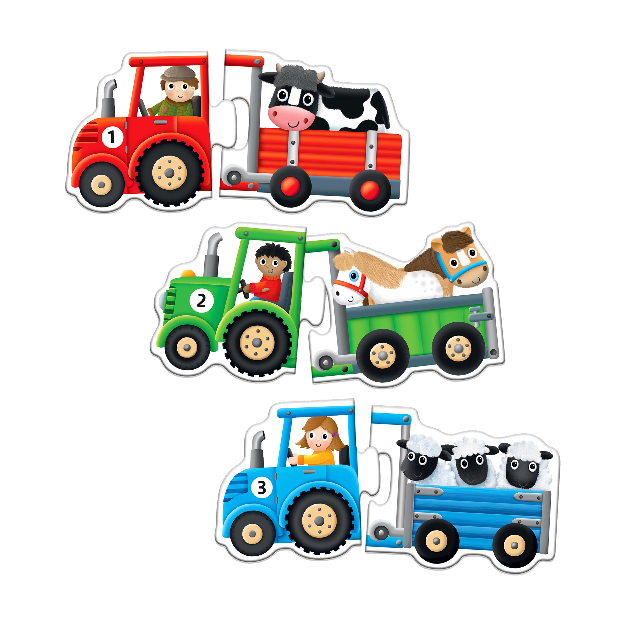 My First Match It! Tractors & Trailers - Colorful Counting Puzzle Set - Image 2