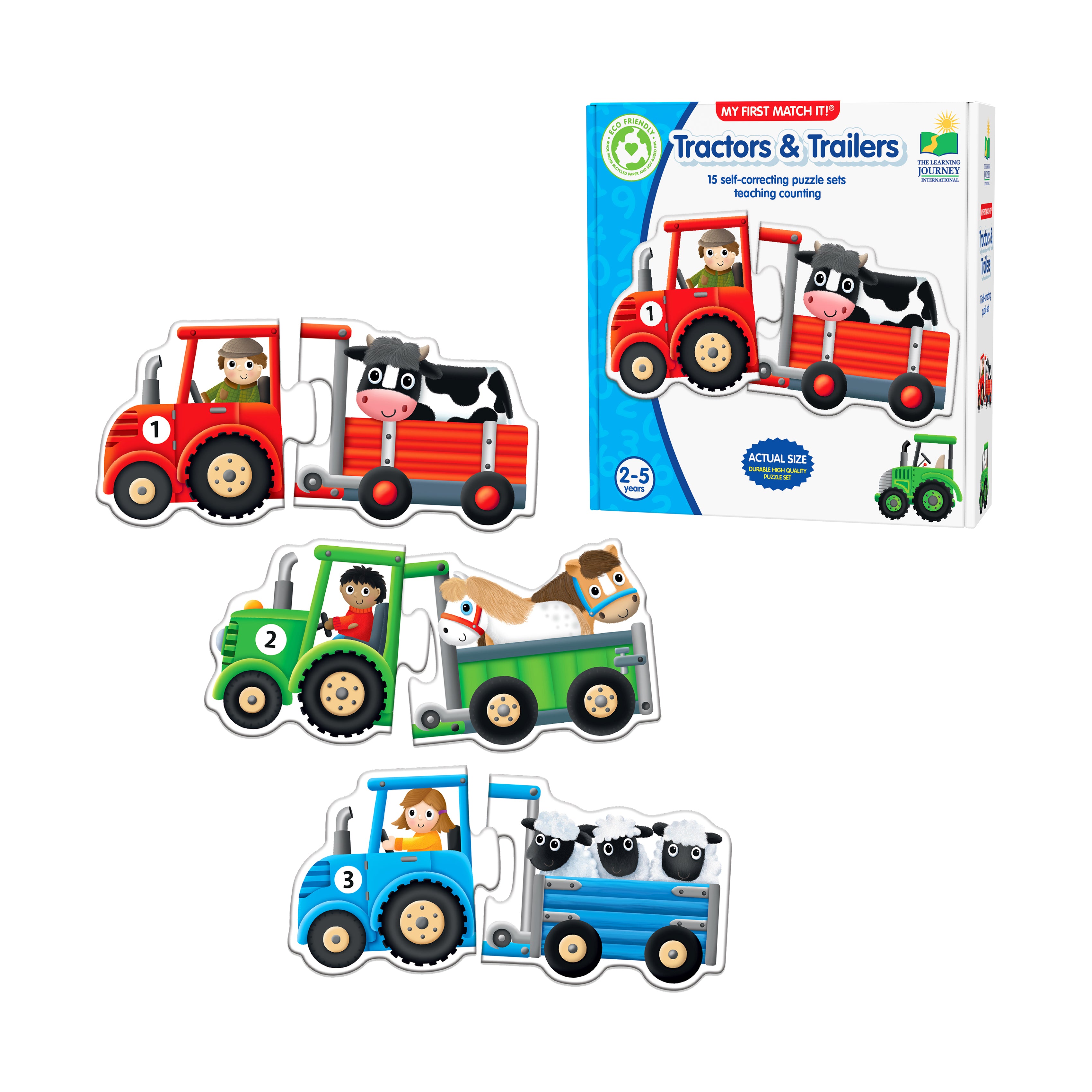 My First Match It! Tractors & Trailers - Colorful Counting Puzzle Set - Image 3