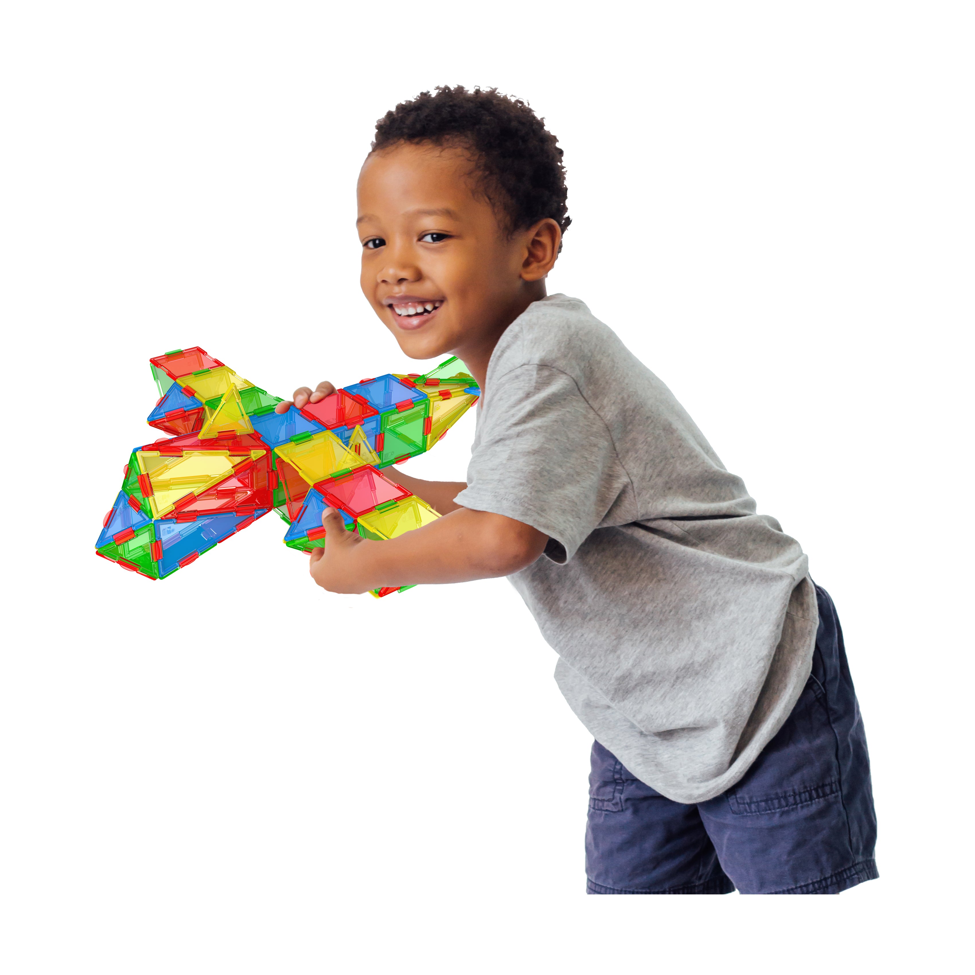 Techno Tiles Geometric Snap & Build Set - Primary Colors, 240+ Pieces - Image 4