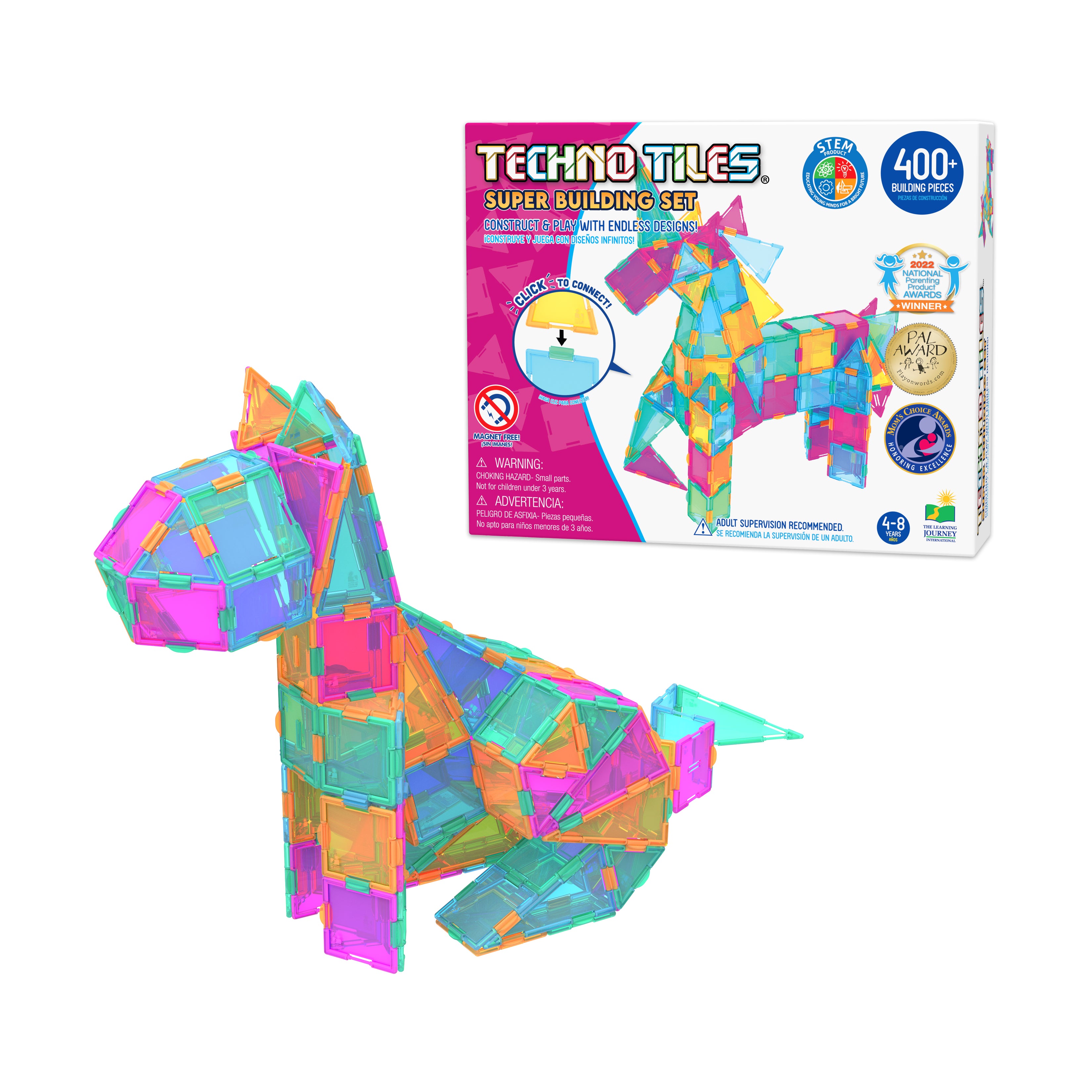 Techno Tiles Super Building Set - Pastel 400+ Pieces Pastel - Brain Boosting Builder - Image 3