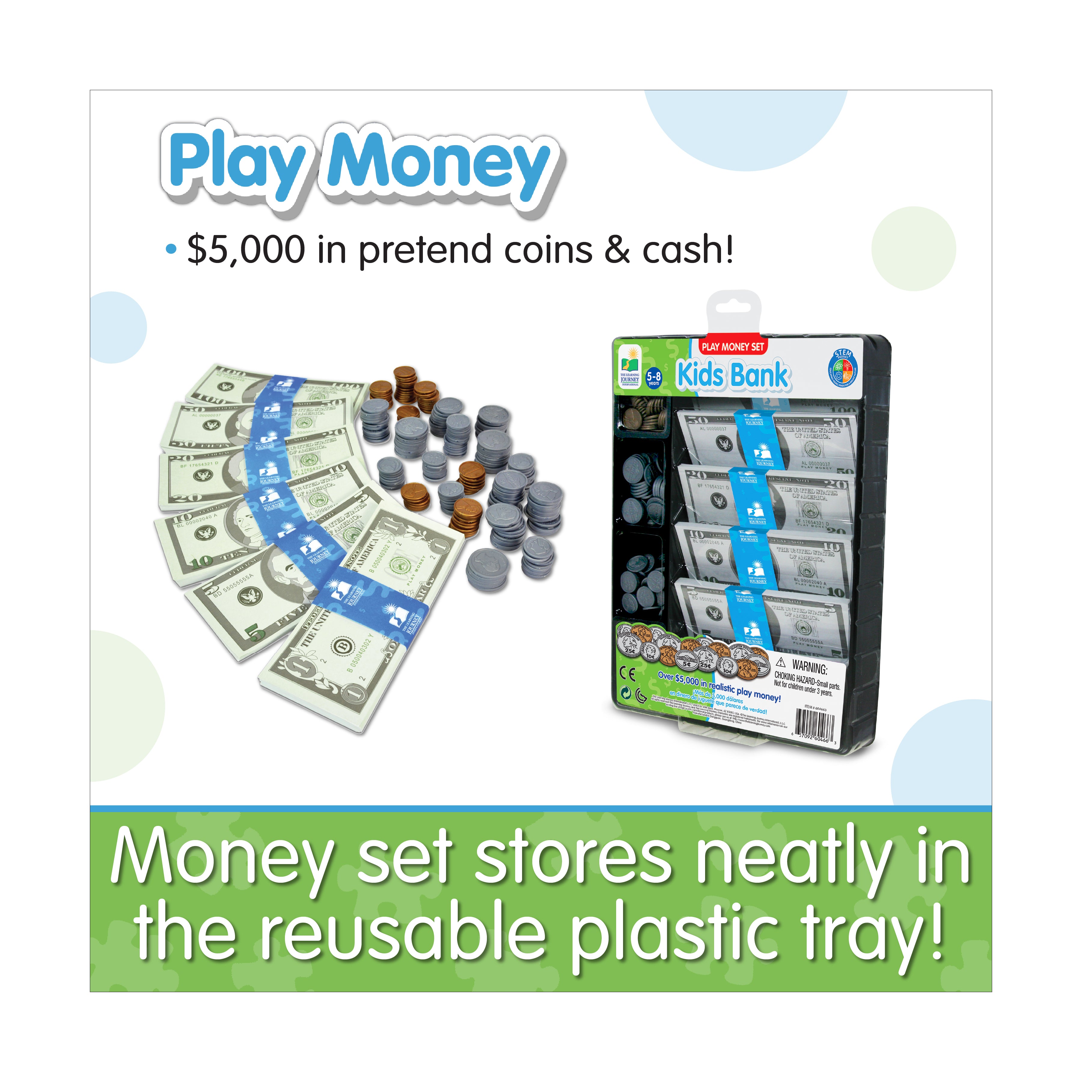 Kids Bank Ultimate Play Money Set - Realistic Toy Cash and Coins - Image 5