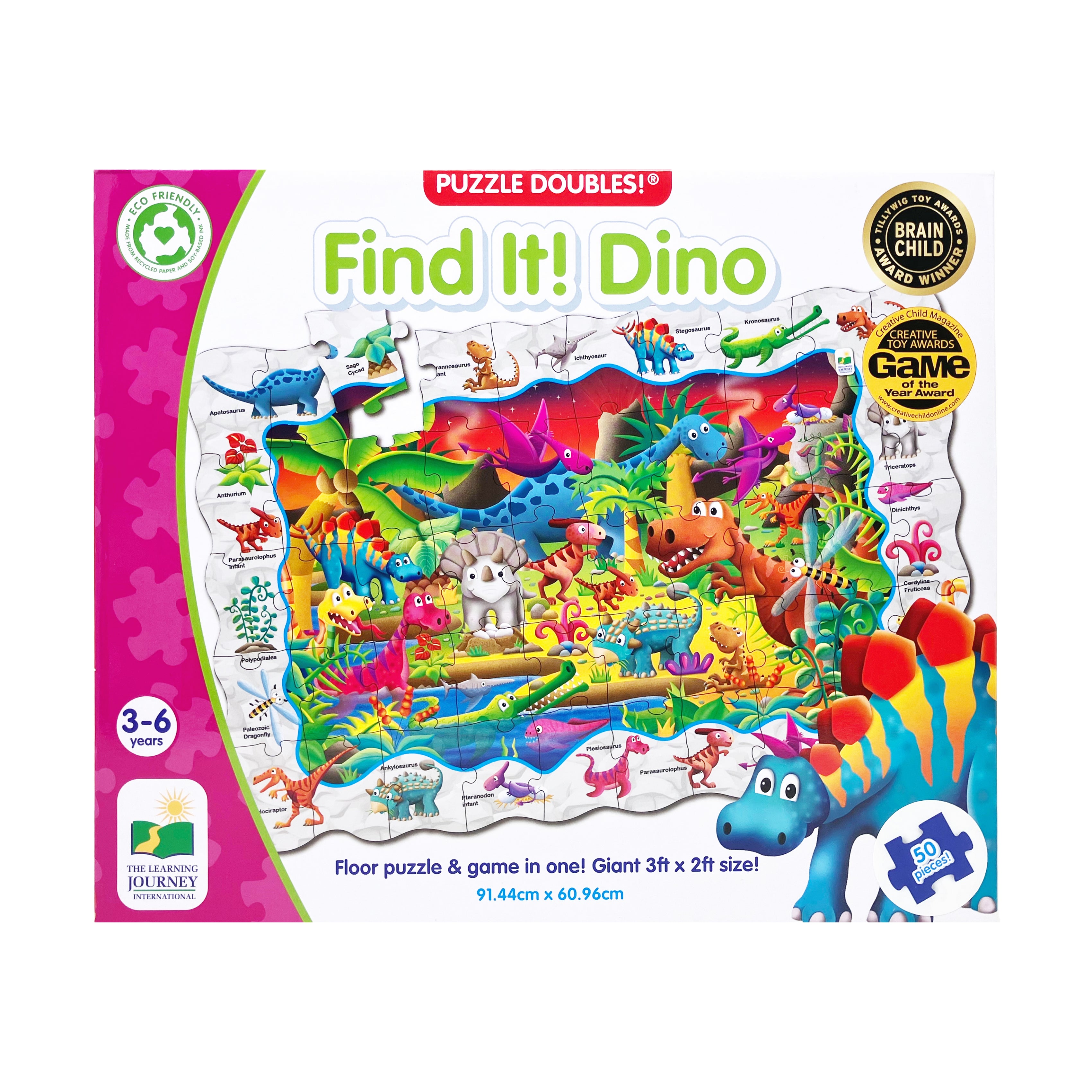 Puzzle Doubles! Find It! Dino Floor Puzzle - 50 pc - Image 2