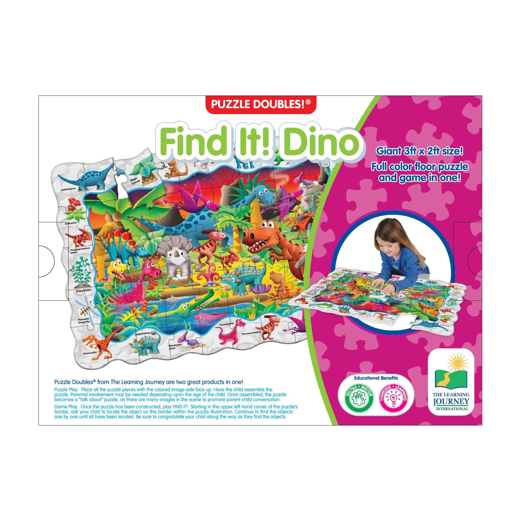 Puzzle Doubles! Find It! Dino Floor Puzzle - 50 pc - Image 3