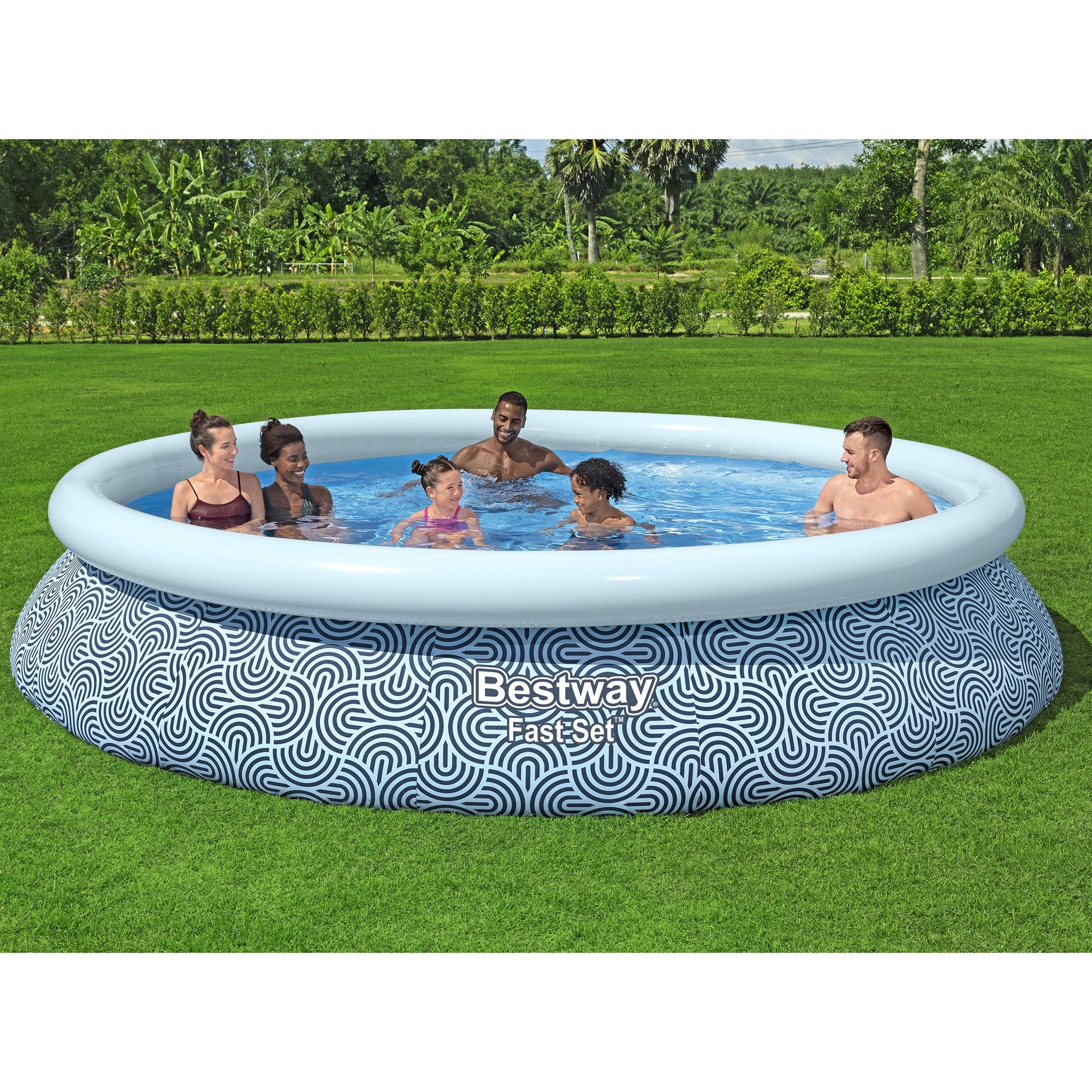 Alternative view of Bestway Fast Set Inflatable Pool - Abstract Blue, 13' x 33"