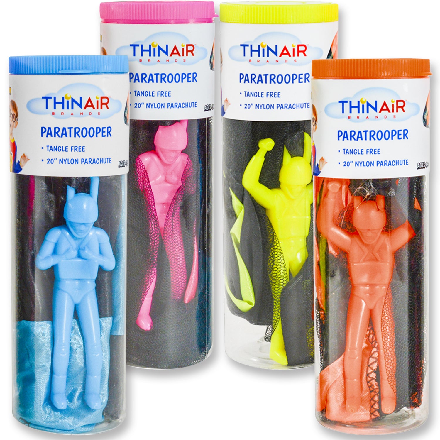 Flight Line Paratrooper Play Set - 4pk 20" Tangle-Free Parafigurines for Kids
